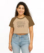 SHODOX 100% Cotton Crop top for Womens - Printed Raglan Sleeve Stylish Tshirt, Relaxed Fit Drop Shoulder Tops for Women