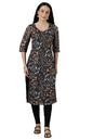 Aurelia WomenS Floral Printed Straight Kurta | V-Neck Kurta For Women | Printed Kurta For Women | Beautiful Regular Fit Kurta Fo