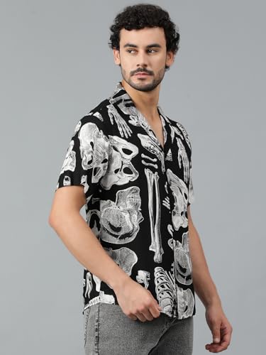 Kotty MenS Fashionable/Casual Printed Spread Collar & Premium Fabric & Stylish & Comfortable Casual Wear Shirt(Multicolor,L)