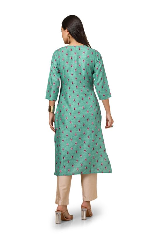 Soch Womens Green Muslin Blend Floral Print Kurta