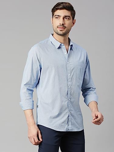 Thomas Scott Mens Solid Slim Fit 100% Cotton Casual Shirt with Spread Collar and Long Sleeve