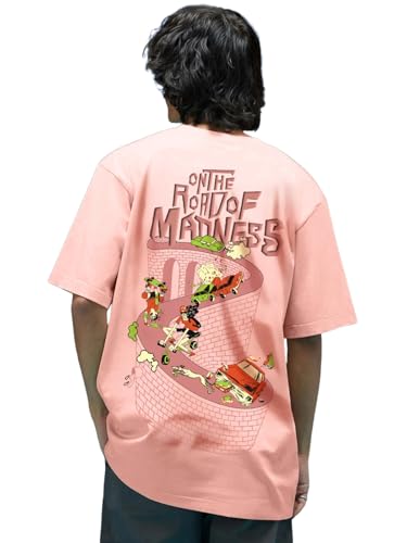 Veirdo Mens Graphic Printed 100% Cotton T-Shirt Oversized Fit Round Neck Short Sleeve Os 100 Mdns Rw