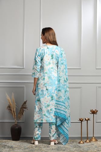 DHRUVI TRENDZ Cotton Blend Kurta Set With Dupatta For Women | Kurta Set For Women | Festive Kurta Set For Women | Regular Fit Kurta