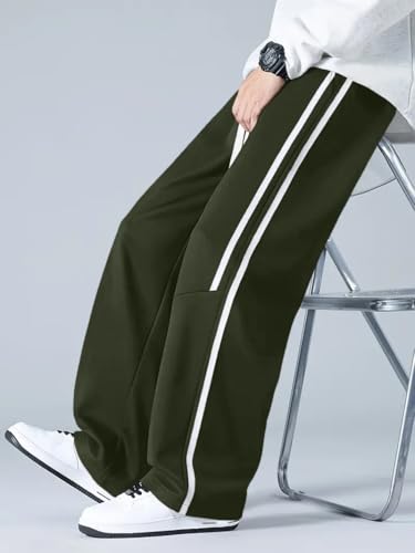 Greciilooks Men High Rise Casual Trousers Pants | Regular Trouser Loose Fit | Sports Stylish Treck Pant | Sweatpants | (Sports |