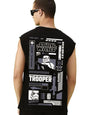 Bewakoof Official Star Wars Merchandise Storm Trooper Mens Graphic Print Oversized Fit Sleeveless Round Neck Cotton Vest_637002
