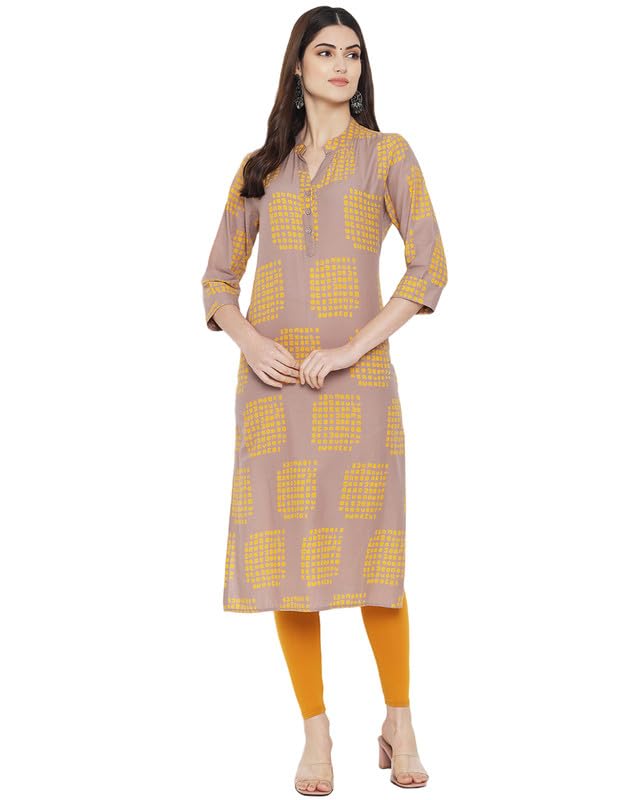 Pinkmint Women Cotton Kurti ll Stright Printed Collared V Neck Kurta ll Stylish Regular Fit Kurtis (Pack of 01) Orange