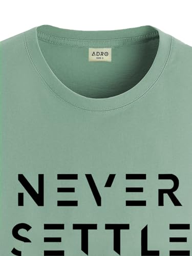 ADRO Mens Never Settle Cotton T-Shirt (RN22-03-SET-PT_Pista)