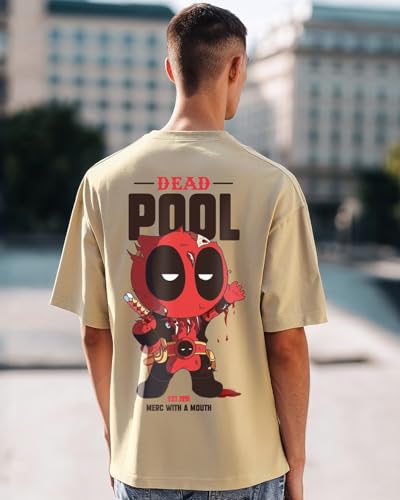 Bewakoof Official Marvel Merchandise Mens Graphic Printed Oversized Fit Half Sleeve Round Neck Cotton T-Shirt_629607_Ginger Roo