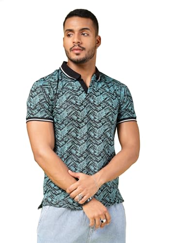 Rigo Half Sleeve Polo Neck T-Shirt for Men | Regular Fit, Solid Casual T-Shirts | Collar T-Shirts for Men Teal