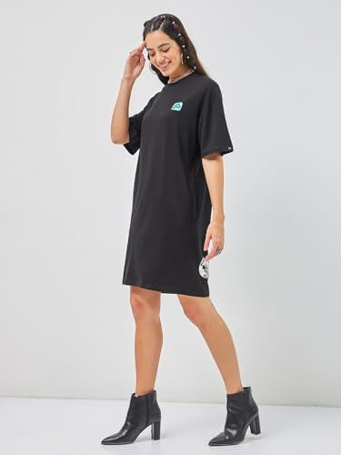 Bewakoof Official Disney Merchandise WomenS Graphic Print Oversized Fit Half Sleeve Round Neck Cotton Jersey T-Shirt Dress 6033