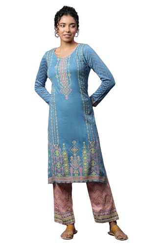 Aurelia Pink Festive Ethnic LIVA kurta, Skirt & Dupatta Set
