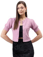 Style Quotient Women Solid Dusty Rose Polyknit Casual Open Front Shrug