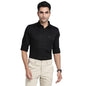Turtle Men Cotton Stretch Black Solid Slim Fit Casual Shirts