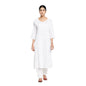 Fabindia Women Embroidered Slim Fit Long Kurta Cotton_White