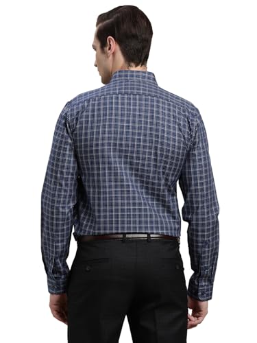 Turtle Men Blue Regular Fit Checkered Pure Cotton Formal Shirt
