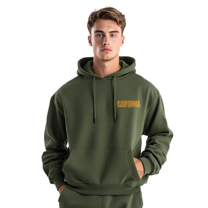 Nobero MenS Oversized Fit Cotton Neck Hooded Sweatshirt (1M-Twrh-C0737_Olive Green_3Xl)