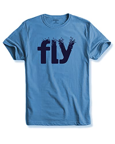 ADRO Fly Mens Cotton Printed T-Shirts (R21-M-FLY-SK_SkyBlue_XL)