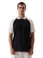 The Souled Store Solids: Black & White Colourblock Mens and Boys Regular fit Solid Half Sleeve Cotton Blend Multicolored Mens Po
