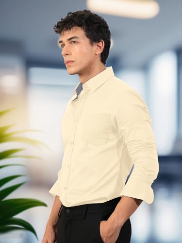 Pinkmint Mens Regular Fit Soft Cotton Blend Casual Combo Shirt with Pocket Design & Spread Collar Full Sleeves Formal Shirt Lig