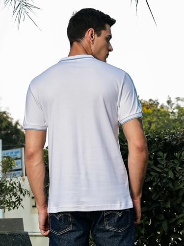 Thomas Scott Mens | Solid | Polo Neck | 100% Cotton | Button Closure | Ribbed Shorts Sleeve | Regular Fit | Tshirt for Men (TSM