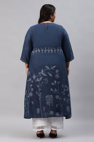 W for Woman Plus Size Indo Floral Kurta with Kantha Details