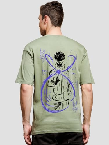 ADRO Oversize T Shirt for Men | Drop Shoulder Cotton T Shirt | Anime Oversize T-Shirt | Luffy T Shirt Gear 5| Trendy Front and B