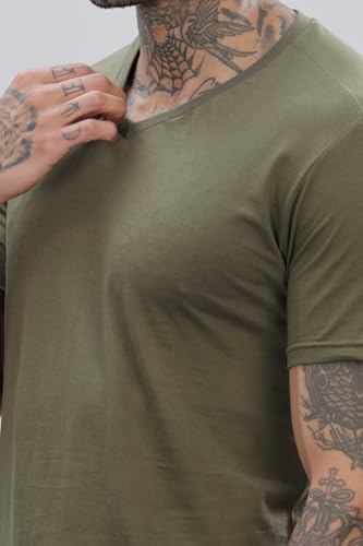 ADRO V-Neck T Shirt for Men, 100% Cotton Vneck Tshirt is Ideal for Casual wear, Workouts and Loungewear, Adding a Stylish Touch.