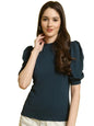 Tee Projekt Womens Casual Trendy Top with Stylish Short Puff Sleeves ll Casual Round Neck Tee with Classic Pattern Top