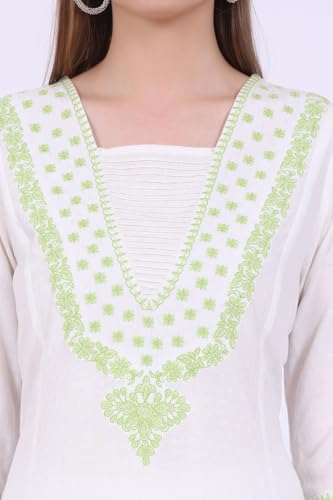 Aurelia Women's White Embroidered A-Line Kurta