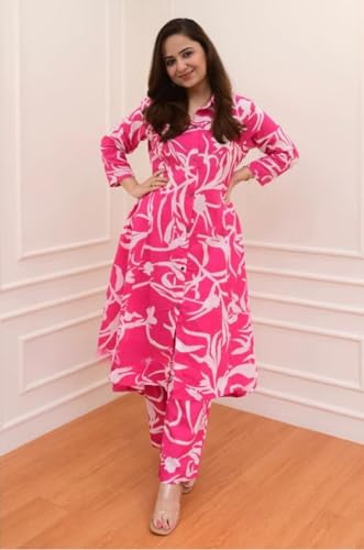 Greciilooks Rayon Regular Fit Formal Travel Floral Printed Ethnic Co-Ord Kurta Set For Women (Available In 2Xl And 3Xl) (Gl-W181