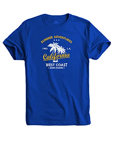 ADRO Summer Adventures California Mens Printed T-Shirt (RNR-M-CLL-RB_Royal Blue_XL)