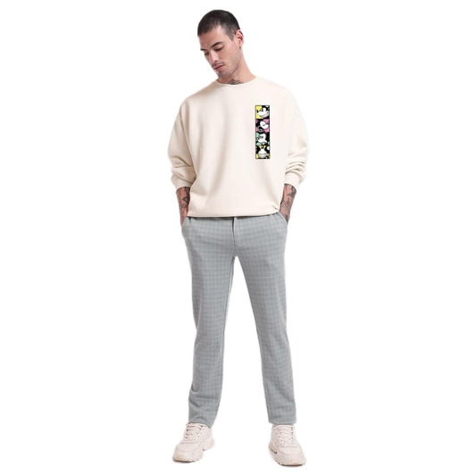 Bewakoof Official Disney Merchandise Mens Graphic Print Oversized Fit Full Sleeve Round Neck Fleece Sweatshirt Pink