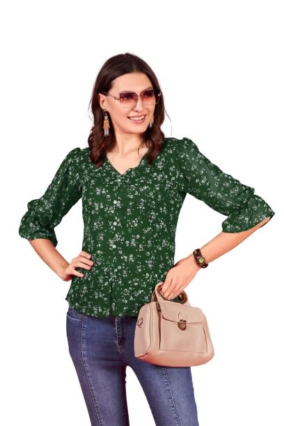 Trillmixa WomenS V-Neck Floral Printed Comfortable Top For Women
