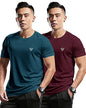 EYEBOGLER Mens Round Neck Half Sleeve Solid Dry Fit T-Shirt Pack of 2