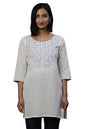 Aurelia Womens Cotton Blend Regular Kurti (24FEA30480_White