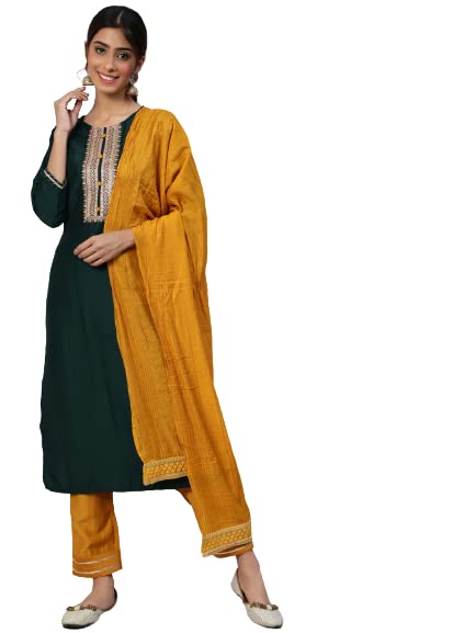 anubhutee Women's Viscose Rayon Straight Kurta Trousers With Dupatta | Pack Of 1