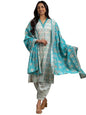 Libas Womens Printed Silk Blend Straight Kurta With Salwar And Dupatta