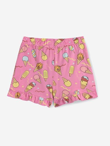 The Souled Store Garfield: Chillin Girls Elastic Pink All Over Printed Above Knee Length Regular Fit Cotton Shorts (2-8 Yrs)