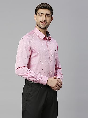 Thomas Scott Self Printed 100% Cotton Slim Fit Spread Collar Formal Shirts for Mens