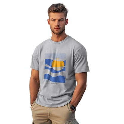Nobero MenS Graphic Print Regular Fit T-Shirt (1M-Twts-C0696_Grey Melange