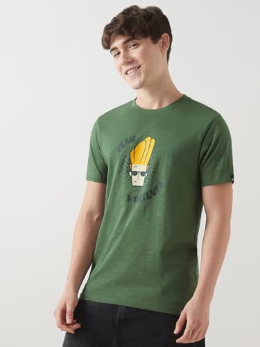 Bewakoof Air 1.0 Official Cartoon Network Merchandise Johnny Bravo MenS Graphic Print Regular Fit Half Sleeve Round Neck Cotton