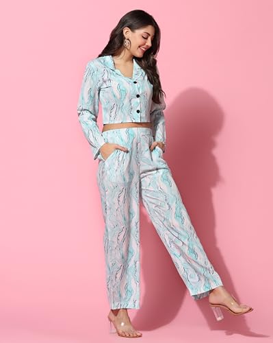 Tagdo Women'S Co-Ords Printed Dress Set (Shirt-Pair-5150)