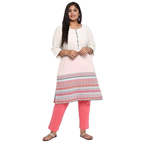 Aurelia Round Neck Cotton Womens Knee Length Kurta (S21AUA11860-P)