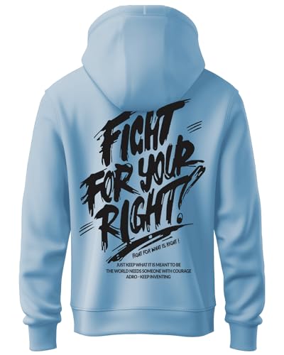 ADRO Mens Fight for Your Right Backside Printed Hoodies in Premium Cotton Fleece 340 GSM (H23-M-FGT-SK-XL_Sky Blue)