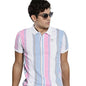 The Indian Garage Co Men Slim Fit Striped Polo Collar Tshirt Sky Blue