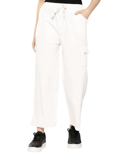Aarika Girls Casual Wear White Colour Solid Nylon Pant (9-13 Years)