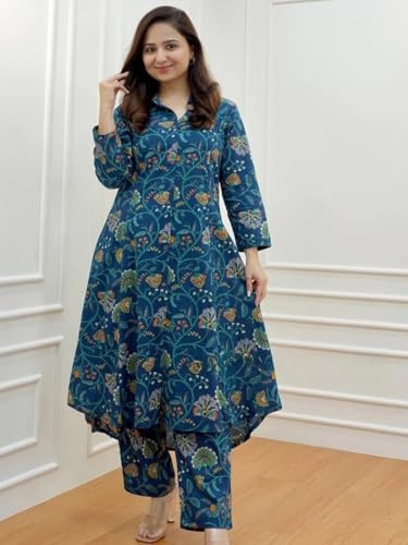 GRECIILOOKS Women Rayon W1836&TR893 Regular Fit Co Ord Sets (Blue, X-Large)