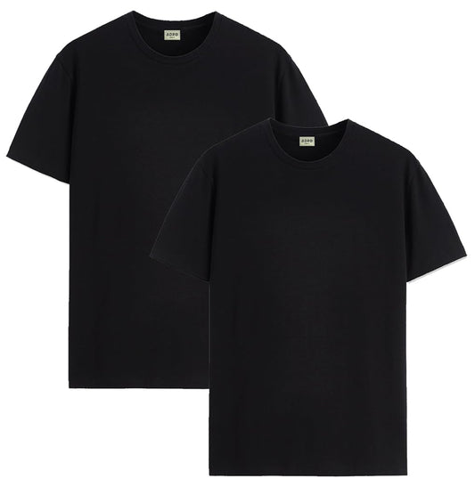 ADRO Mens Solid Regular Fit T-Shirt (RCM2-PLN-BL-BL_Black