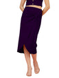 OOMPH! Stertchable Ribbed Wraparound Lycra Skirt for Women Purple - msk088