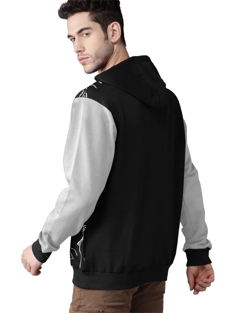 Eyebogler MenS Printed Cotton Blend Hooded Neck Full Sleeves Sweatshirt